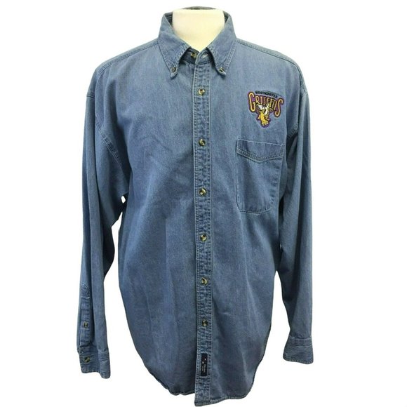 Westminster College Griffins Mens Denim Shirt 2XL Utah Embroidered Port Authorit - Picture 1 of 12